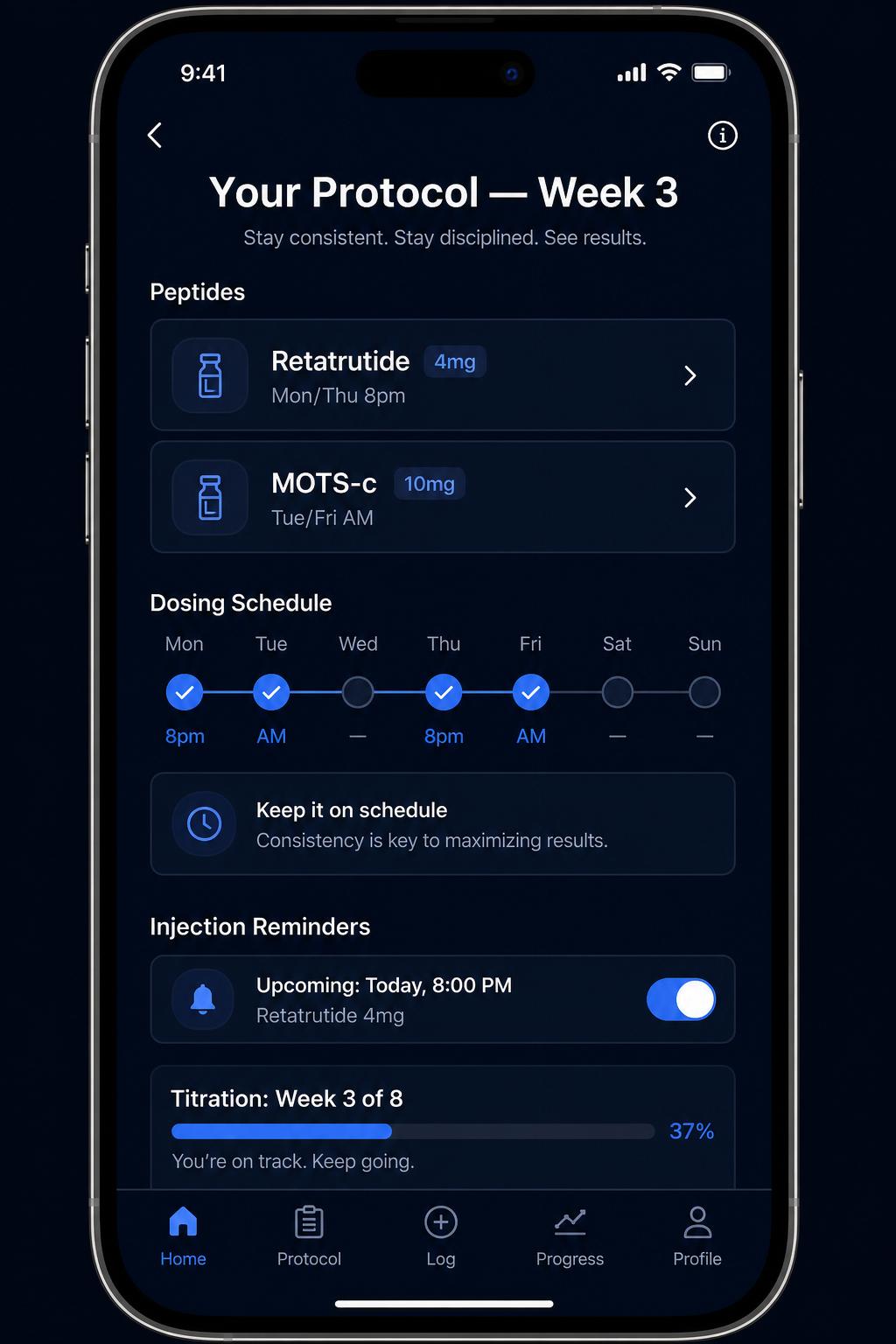 Vitagenix app — personalized peptide protocol